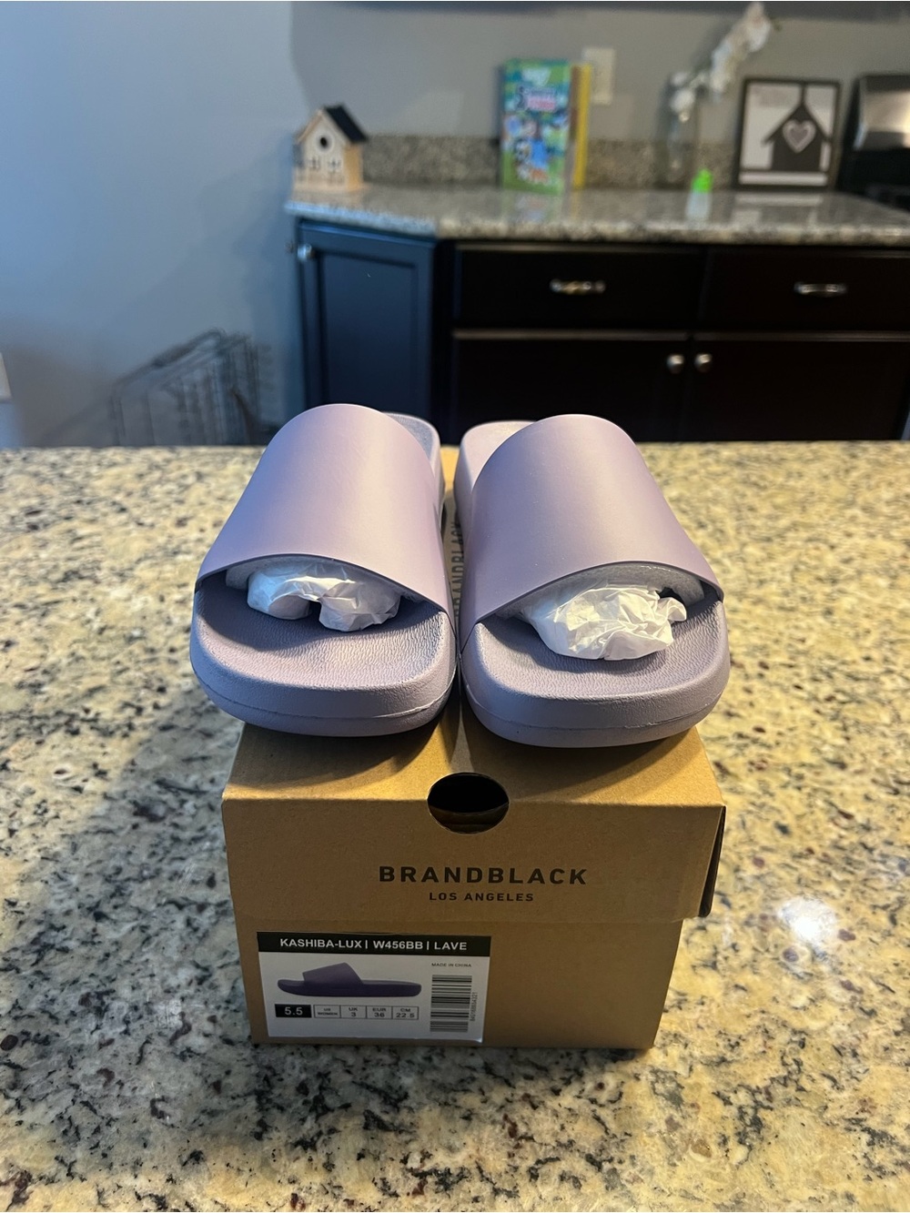 Size 5.5 Women's BRANDBLACK Kashiba-Lux Slides Lavender SKU W456BB Brand New